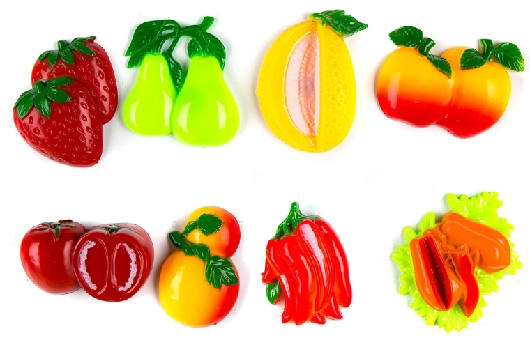 Magnete APETIT – set de 8 bucăți, mix de decoruri cu fructe și legume