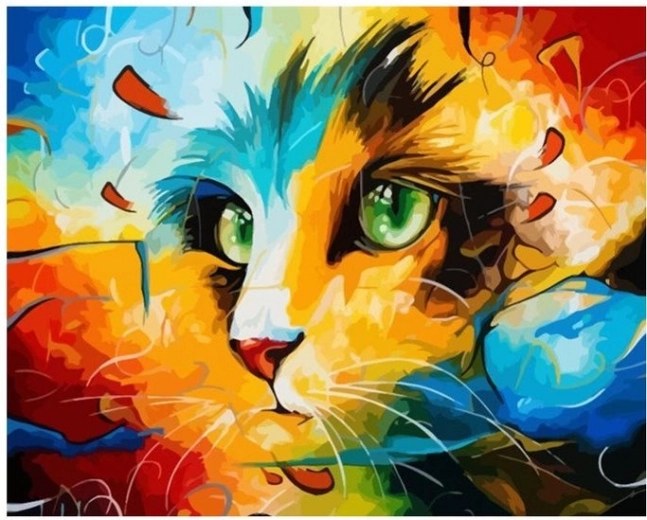 pictură cu diamante pisică abstractă 30 × 40 cm