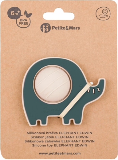 Jucărie din silicon elefantul Edwin misty green Petite&Mars