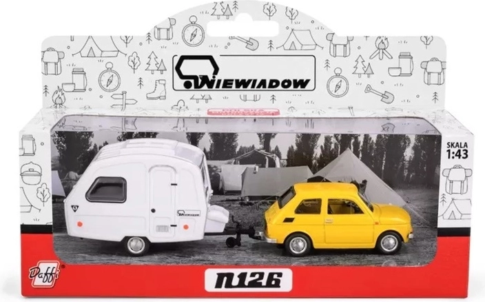 Fiat 126p cu rulotă galbenă Niewiadów (1:43)