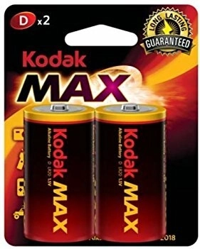 Baterii alcaline Kodak Alkaline Max D 1,5 V, 2 buc.