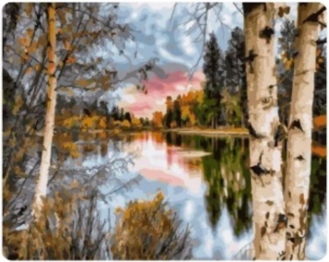 Norimpex Pictură pe numere Lac în pădurea de toamnă 40 × 50 cm