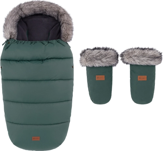 Saco de iarnă Petite&Mars Comfy 4v1 cu mănuși pentru cărucior Fjora Veritable Khaki