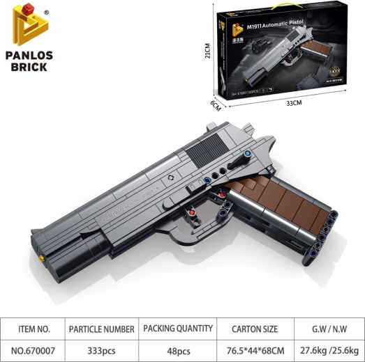 Set de construcție pistol pentru copii, 333 de piese