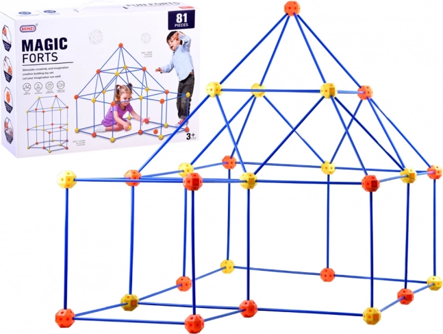 Set de construcție cu paie mari și conectori, 81 piese