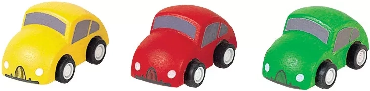 PlanToys mașinuțe din lemn pentru pistă auto și pistă de tren (3 buc.)