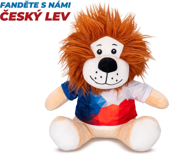 Leu de pluș 25 cm, în poziție șezând, cu tricou