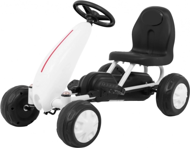 Kart cu pedale pentru copii cu transmisie pe lanț și roți din cauciuc – Alb