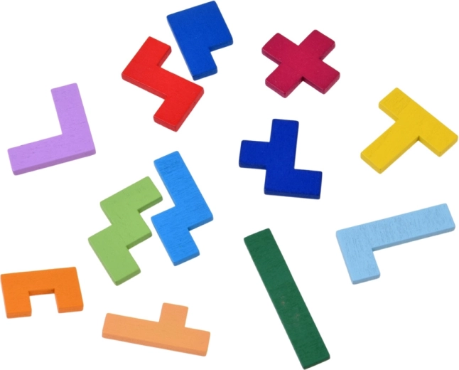 12 piese colorate din lemn