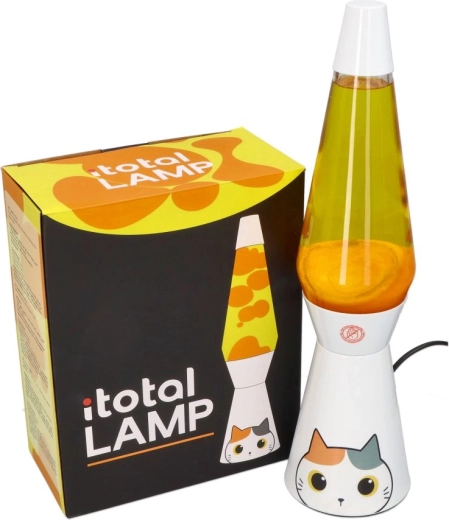 Lampă decorativă cu lavă, pisică albă