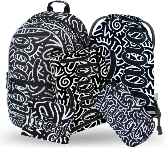 Set școlar Baagl Core Element: rucsac, penar, săculeț, dosar, portofel