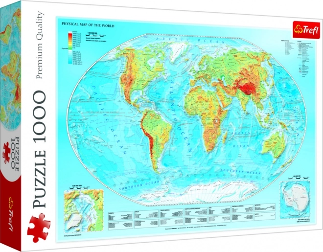 Puzzle hartă fizică a lumii 1000 de piese Trefl