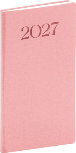 Agenda de buzunar Notique Biella 2027 roz 9 × 15,5 cm