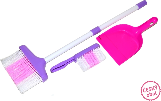Set de curățenie pentru copii, 3 piese, roz‑alb