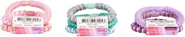 Elastice împletite colorate pentru păr Create It! (3 buc.)