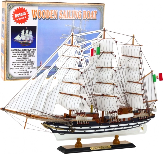 Model decorativ Navă cu pânze Amerigo Vespucci 64x46cm