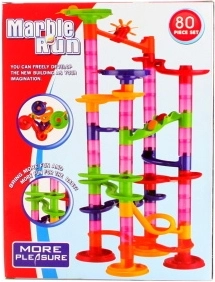 Pistă de bile din plastic pentru copii, 80 de piese