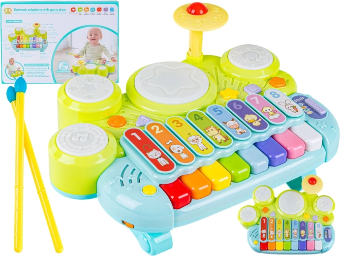 Pian electronic muzical pentru copii cu tobe și xilofon