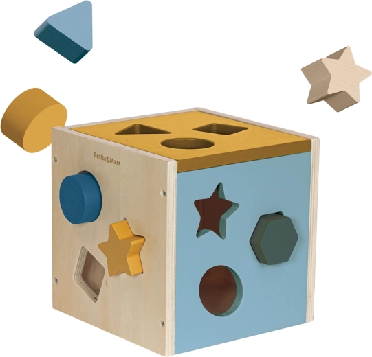 Petite&Mars cub de sortare din lemn Gravity Wood of Mars Cosmic Blue