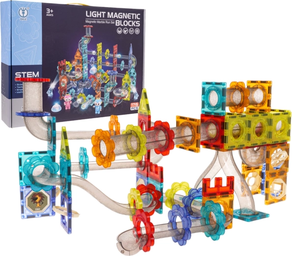 Set de cuburi magnetice cu bile luminoase, 176 piese