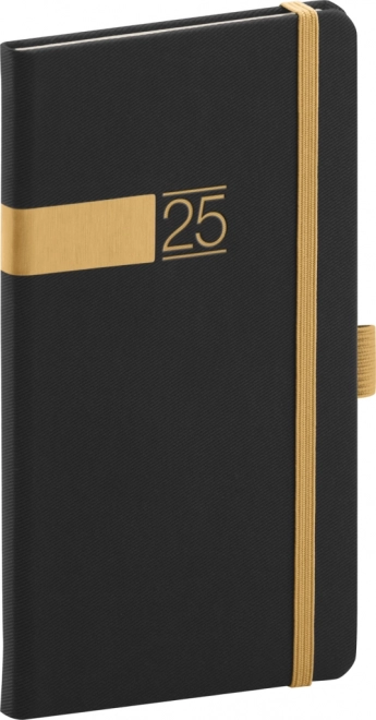 Agendă de buzunar Twill 2025 negru-auriu
