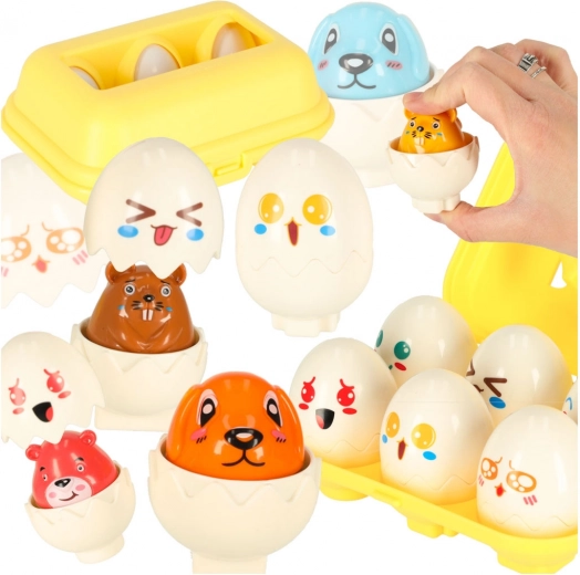 Puzzle educativ Sortare forme Nume Animale Montessori - 6 buc