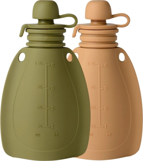 Mininor pungă de gustare din silicon reumplibilă 120 ml (2 buc) moss green/roe deer