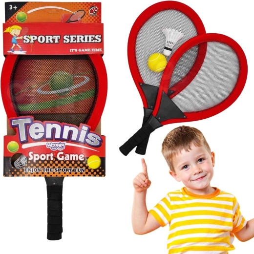Rachete mari de tenis și badminton WOOPIE pentru copii, cu set de minge și fluturaș