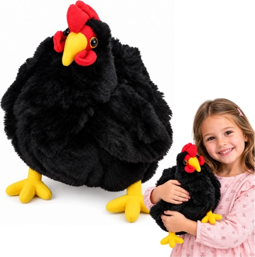Găinușă de pluș neagră, 30 cm