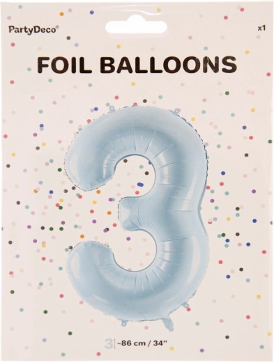 Balon din folie cifra 3, albastru, 86 cm