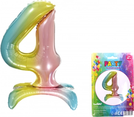 Balon cu cifra 4 curcubeu 80 cm