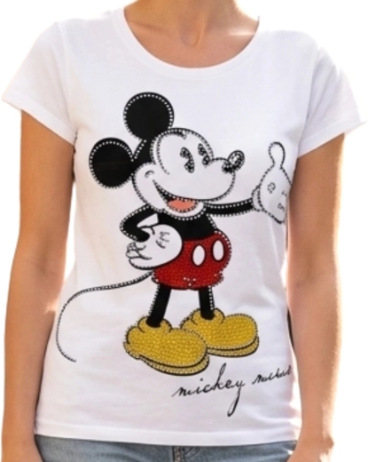 Tricou alb din bumbac cu Mickey