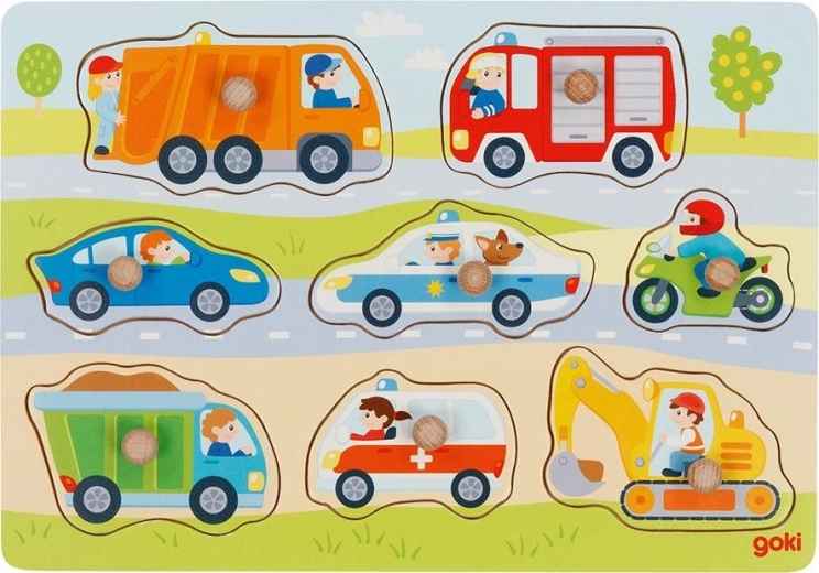 Puzzle cu butoniere pentru copii mici - Vehicule