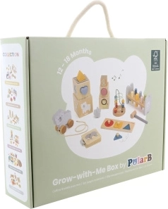 Set educațional din lemn pentru toddleri 12–18 luni PolarB Grow‑With‑Me Box