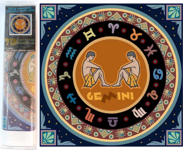 NORIMPEX Pictură cu Diamante 7D Semnul Zodiacal Gemeni 30x30 cm
