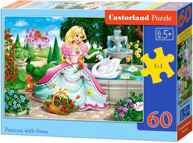 Puzzle 60 piese - Prințesă cu lebădă