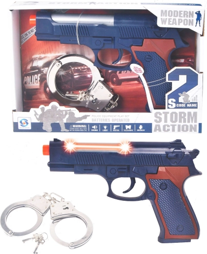 Pistol de poliție și cătușe cu sunet