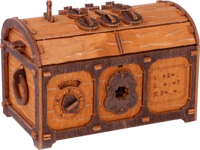 Cutia Cu Comoara Escape Room puzzle 3D din lemn