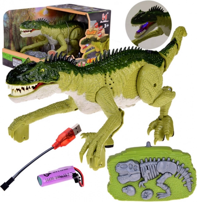 Dinozaur verde controlat de la distanță cu telecomandă