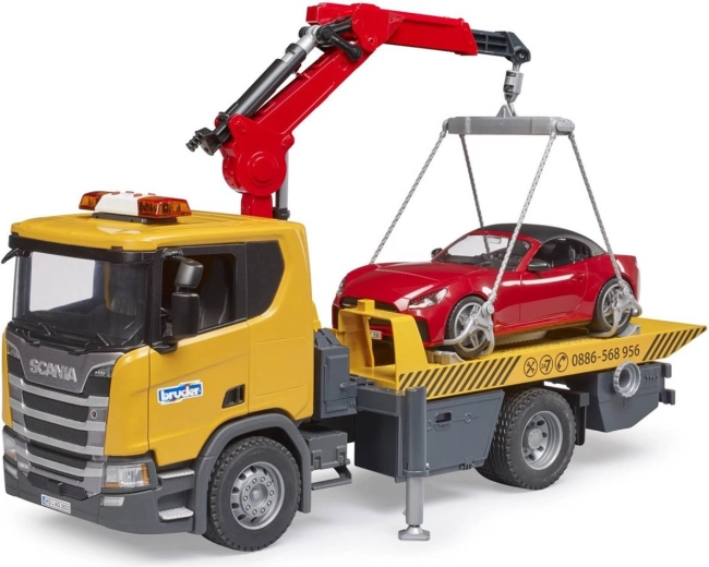 BRUDER Scania Super 560R camion de remorcare cu roadster, lumini și sunete