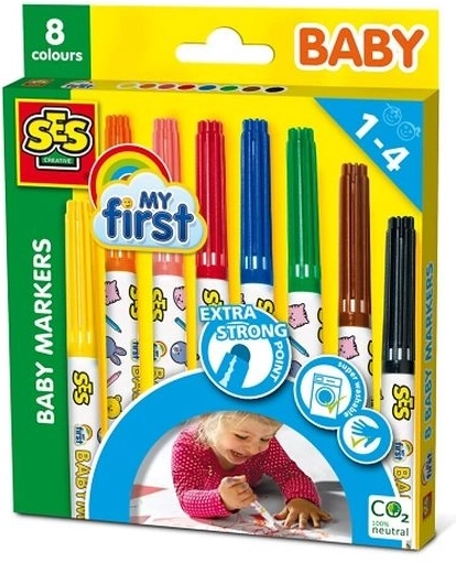 SES My First markere pentru copii 8 culori cu vârf rotund extra gros