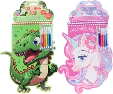 Cărți de colorat pentru copii cu carioci și autocolante – dinozaur sau unicorn