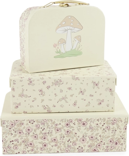 Set de valize din carton Bieco, căprioara Ella, Vintage Flowers - 3 buc.