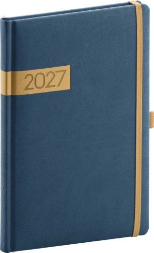 Agenda săptămânală Notique Twill 2027 albastru-auriu 15 × 21 cm