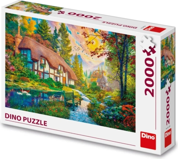 Motiv superb: căsuță lângă râu