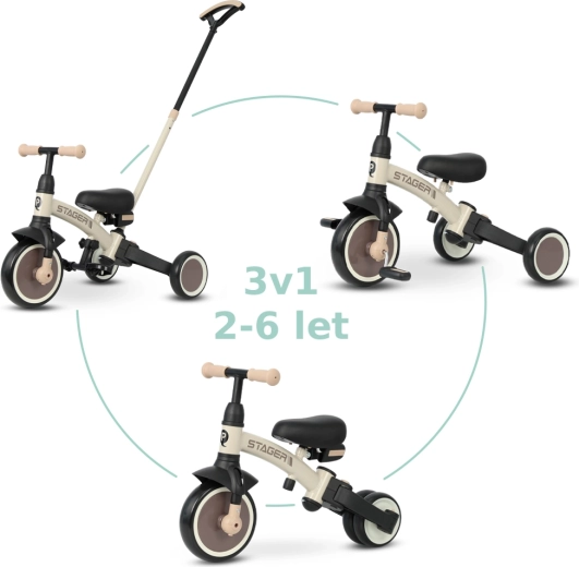 Tricicletă Qplay Stager 3în1 maro