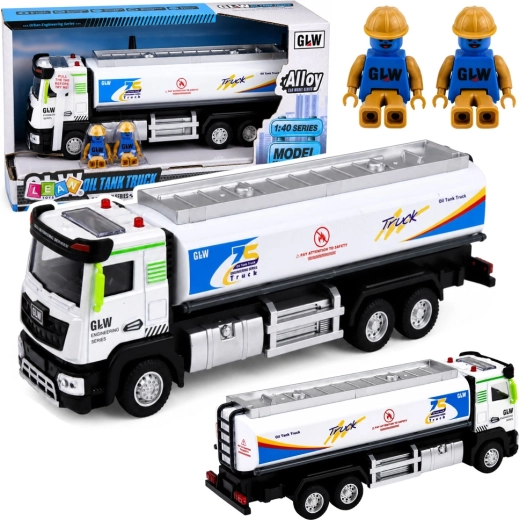 Camion cisternă metalic 1:40 cu lumini, sunete și propulsie prin frecare - 1 bucată