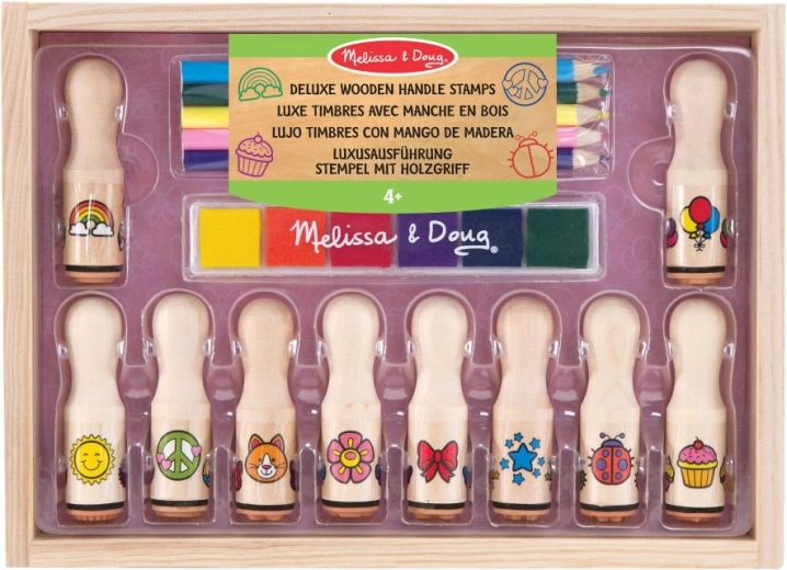 Melissa & Doug set deluxe de ștampile din lemn pentru copii