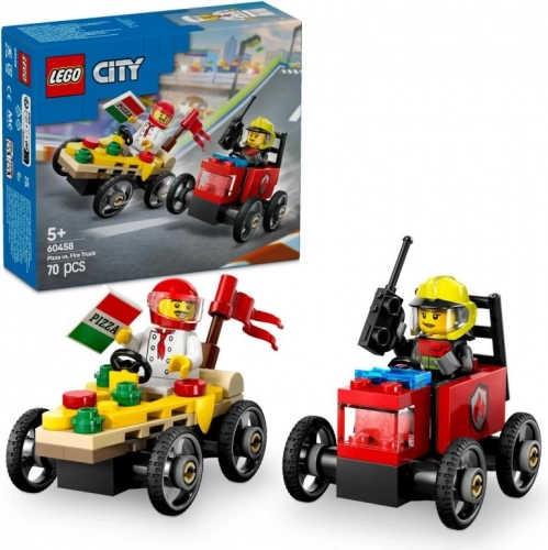 Lego City mașini de curse: pizza vs. mașina de pompieri