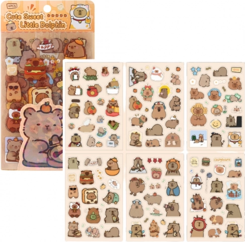 Set autocolante Capybara pentru personalizare și decorare 110 buc